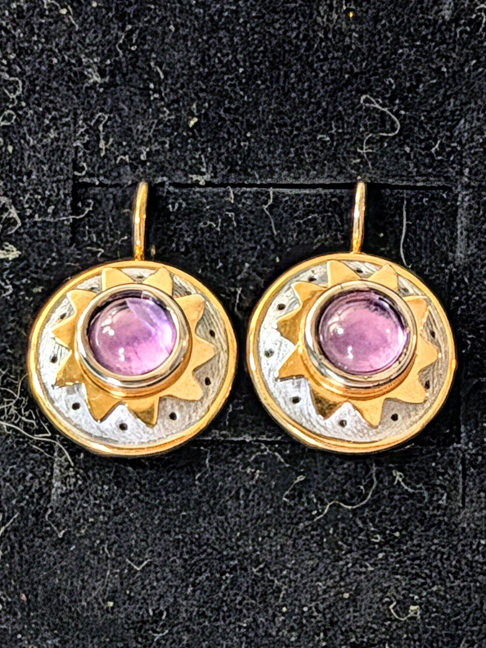 MICHAL GOLAN Amethyst Sun 24kt Gold Plated Gemstone Earrings